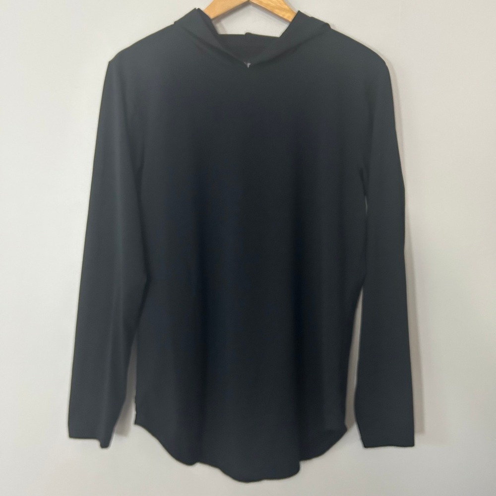 Cuts Elongated Hoodie Mens Medium Black PYCA Pro Long Sleeve Curved Hem Tee